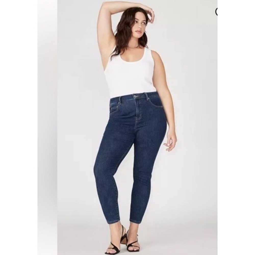 Eloquii Denim Womens Plus Size 20 Dark Wash High Rise Skinny Jeans ST16561